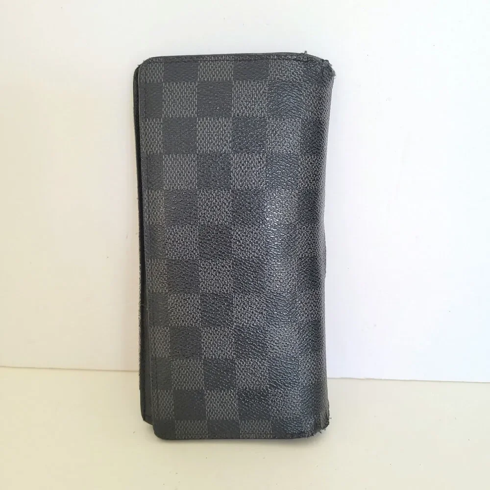 Vintage Louis Vuitton Damier Graph Wallet Black Bi-Fold Large Authentic Check